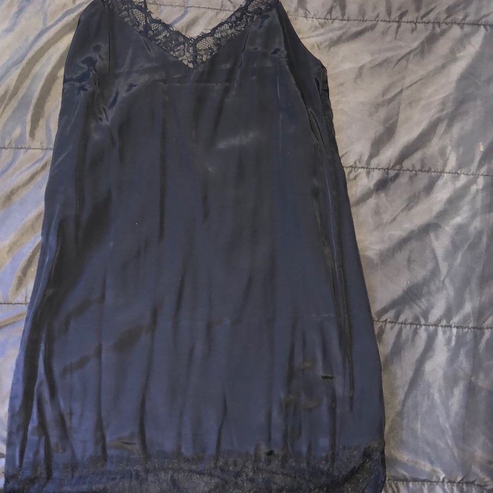 Black lace slip dress